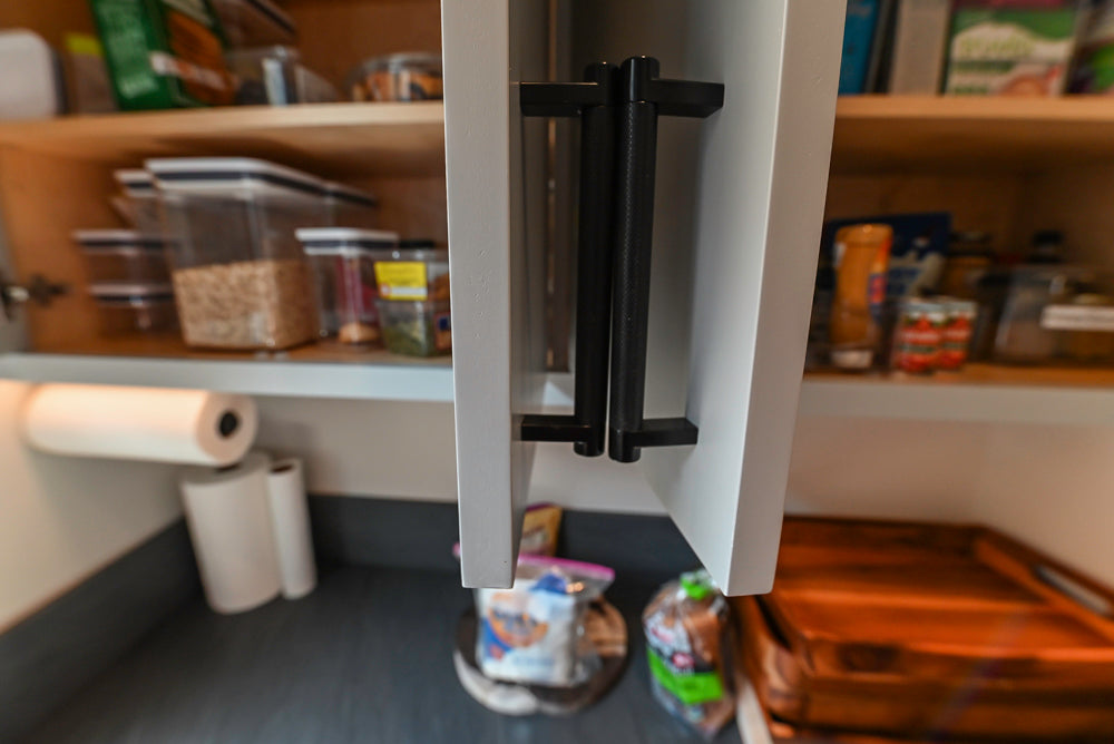 Custom Modern White Butler's Pantry with Stone Countertops & Sink