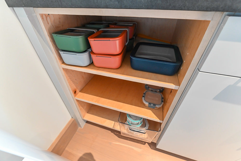 Custom Modern White Butler's Pantry with Stone Countertops & Sink