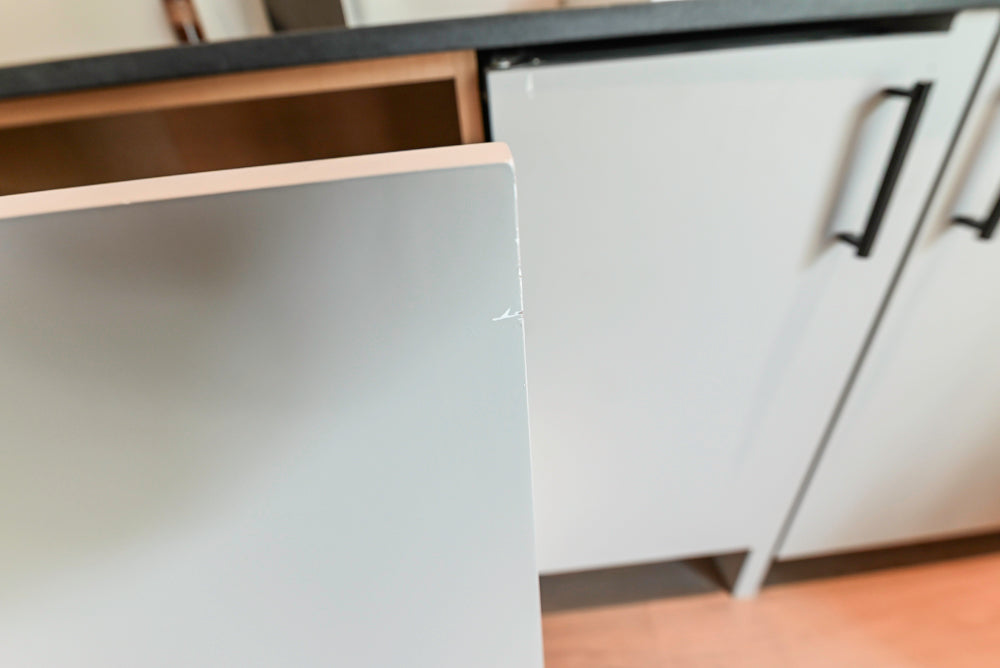 Custom Modern Light Grey Wet Bar with Black Stone Countertops & Appliances