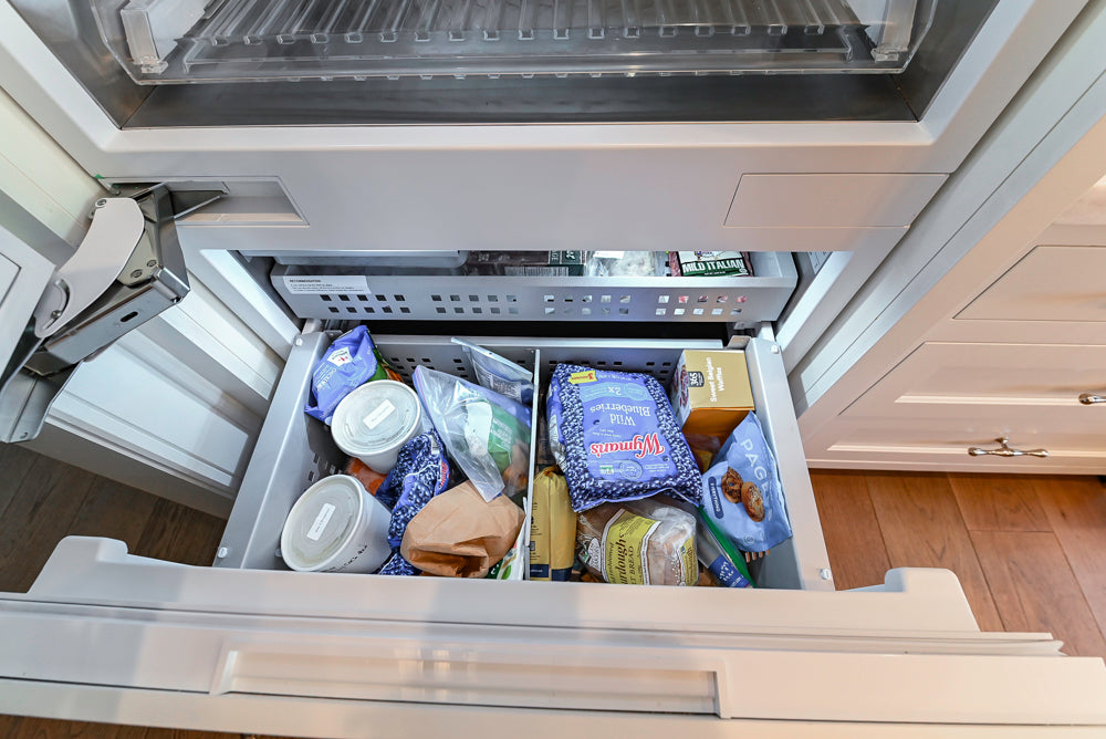 Ciuffo Cabinetry Transitional White Kitchen with Marble Countertops and Thermador Appliances