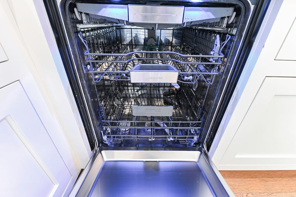 Ciuffo Cabinetry Transitional White Kitchen with Marble Countertops and Thermador Appliances