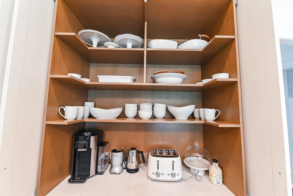 Ciuffo Cabinetry Transitional White Kitchen with Marble Countertops and Thermador Appliances