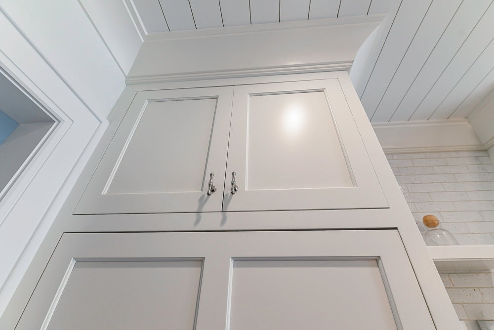 Ciuffo Cabinetry Transitional White Kitchen with Marble Countertops and Thermador Appliances