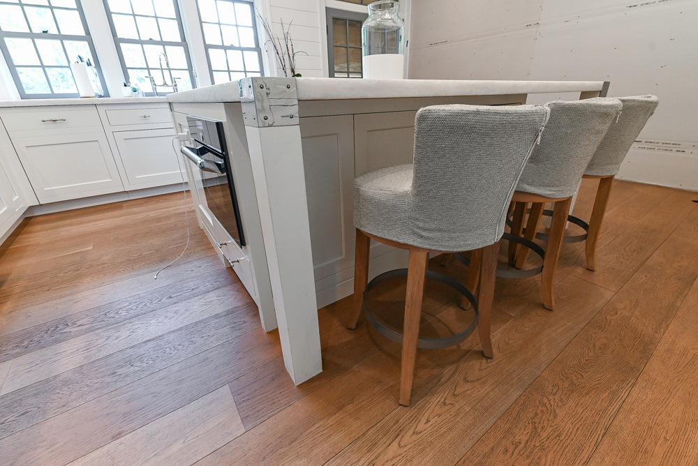 Ciuffo Cabinetry Transitional White Kitchen with Marble Countertops and Thermador Appliances