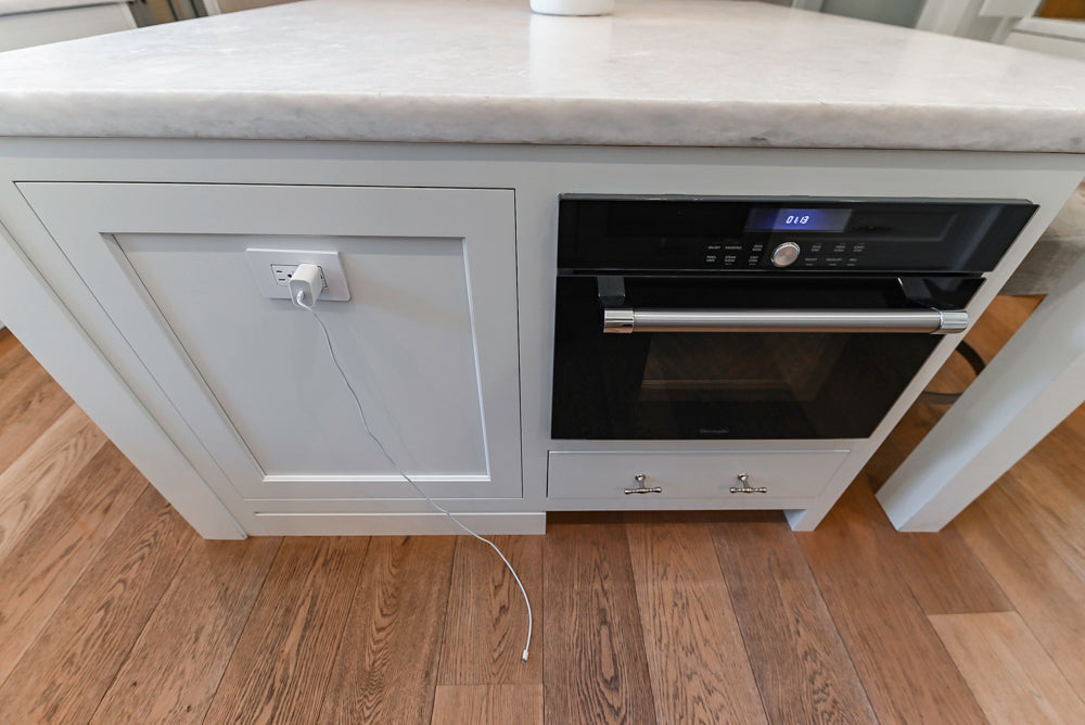 Ciuffo Cabinetry Transitional White Kitchen with Marble Countertops and Thermador Appliances