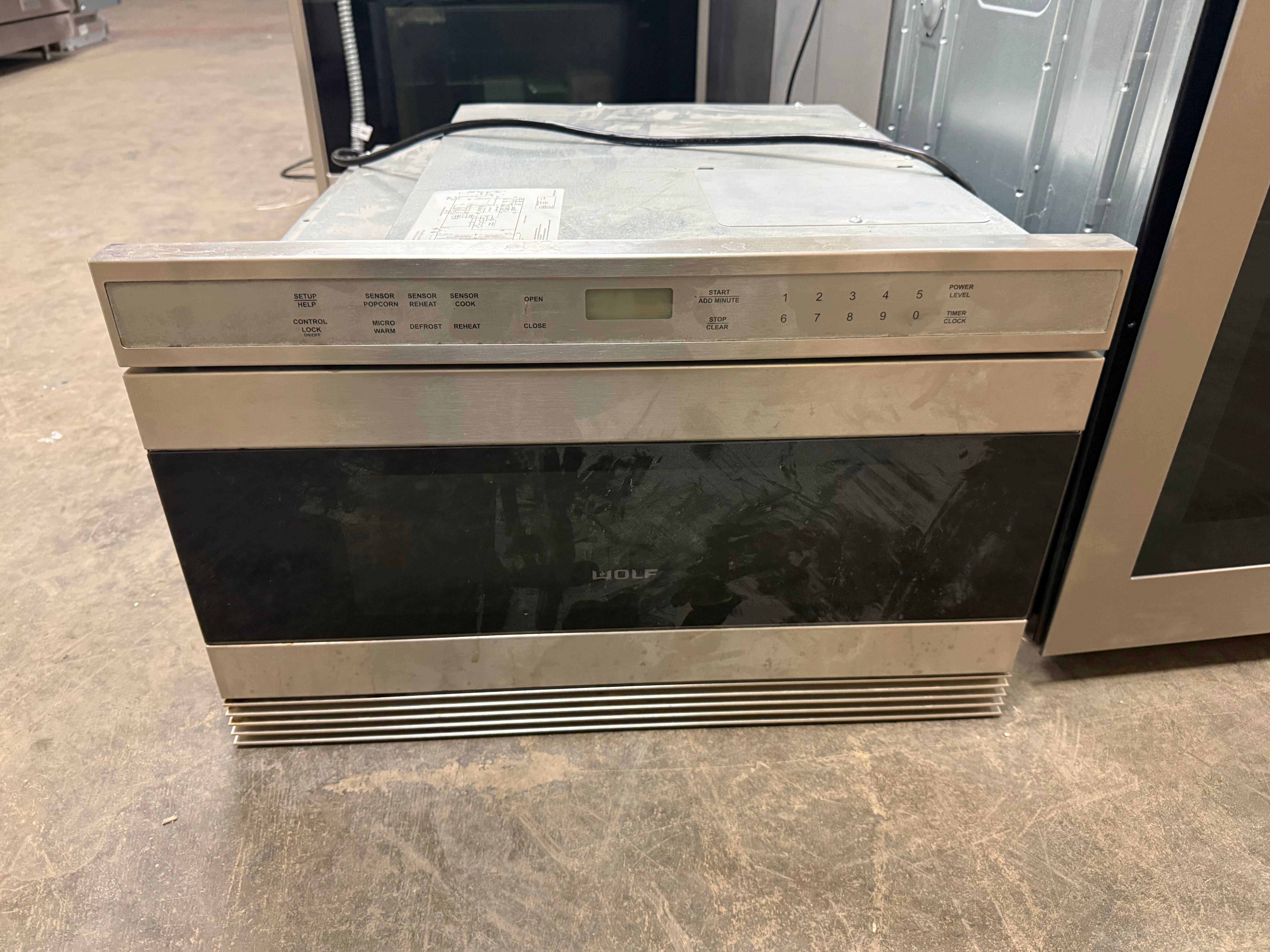 Wolf 24 inch built-in microwave drawer in classic stainless steel