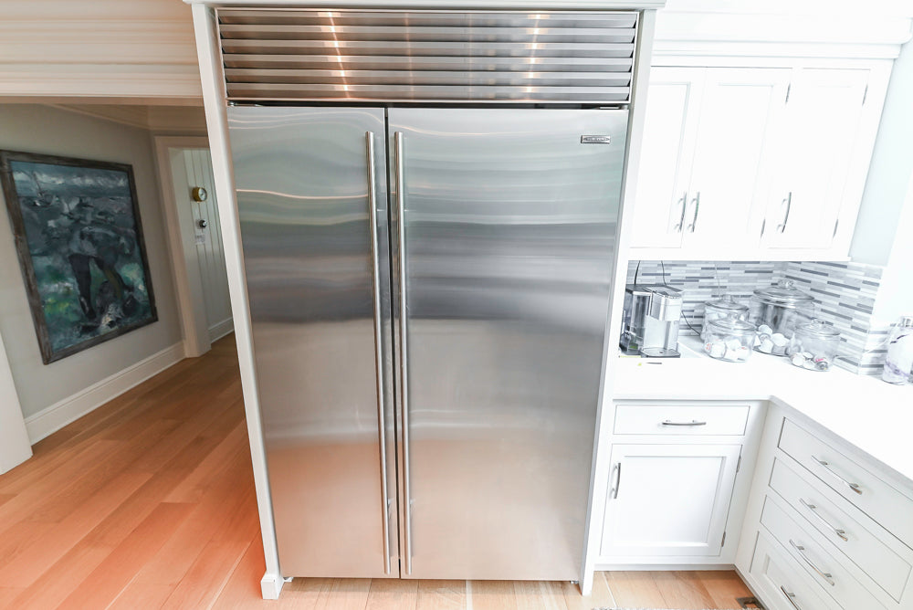 Plain & Fancy Transitional White Kitchen with Island, Countertops and Wolf & Sub-Zero Appliances