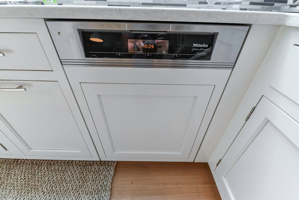 Plain & Fancy Transitional White Kitchen with Island, Countertops and Wolf & Sub-Zero Appliances