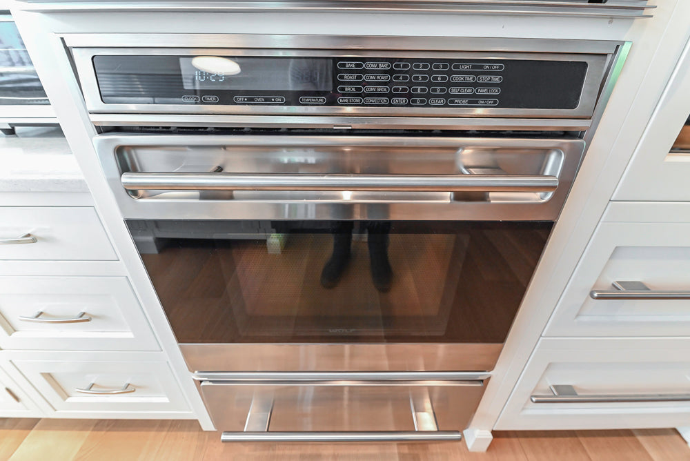 Plain & Fancy Transitional White Kitchen with Island, Countertops and Wolf & Sub-Zero Appliances