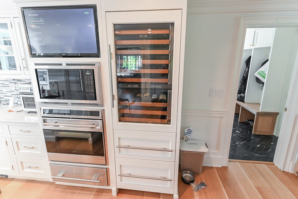 Plain & Fancy Transitional White Kitchen with Island, Countertops and Wolf & Sub-Zero Appliances