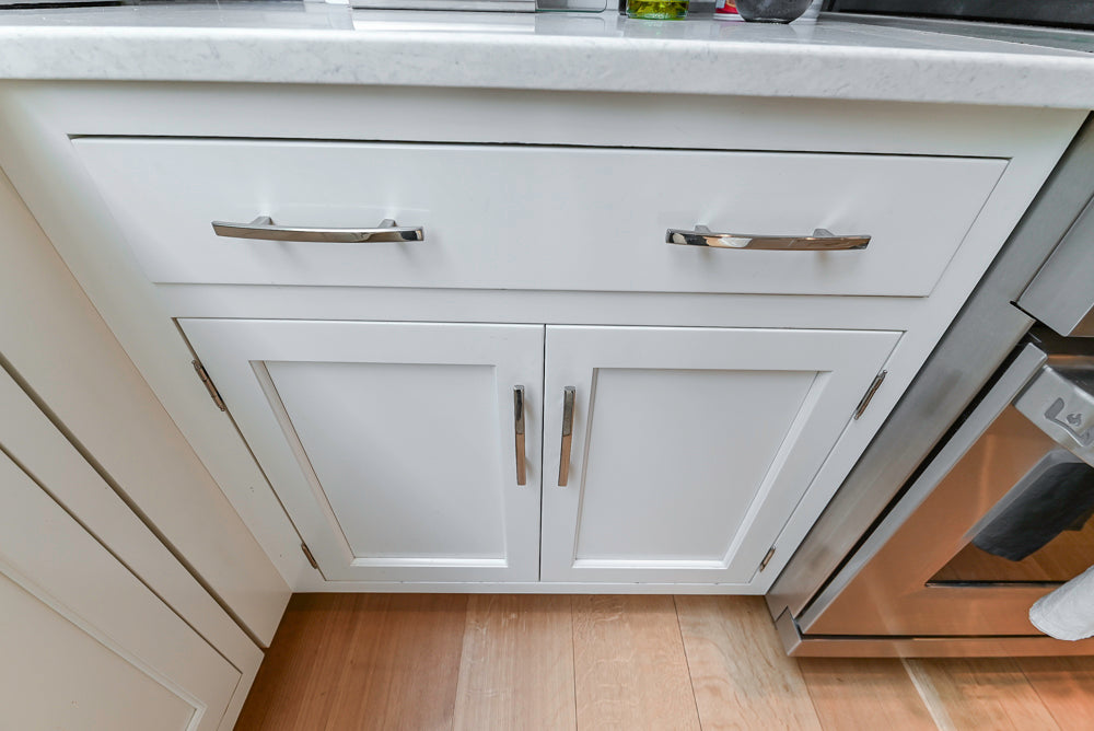 Plain & Fancy Transitional White Kitchen with Island, Countertops and Wolf & Sub-Zero Appliances
