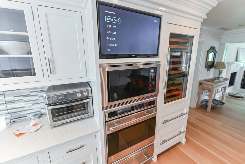 Plain & Fancy Transitional White Kitchen with Island, Countertops and Wolf & Sub-Zero Appliances