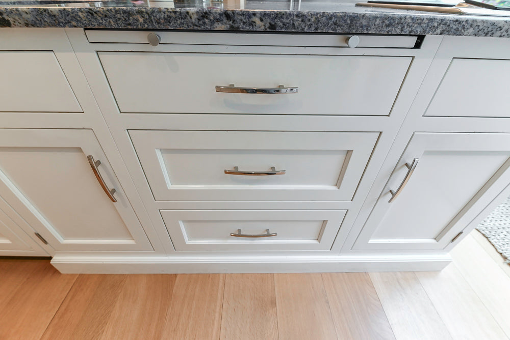 Plain & Fancy Transitional White Kitchen with Island, Countertops and Wolf & Sub-Zero Appliances