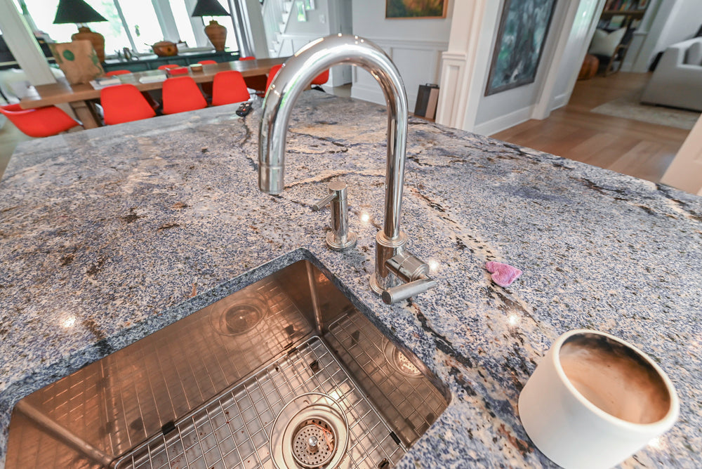 Plain & Fancy Transitional White Kitchen with Island, Countertops and Wolf & Sub-Zero Appliances