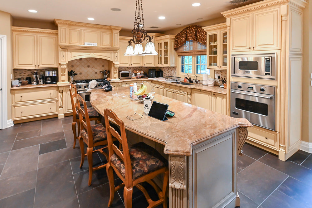 Custom Traditional Cream Kitchen with Island, Butler's Pantry and Viking Appliances