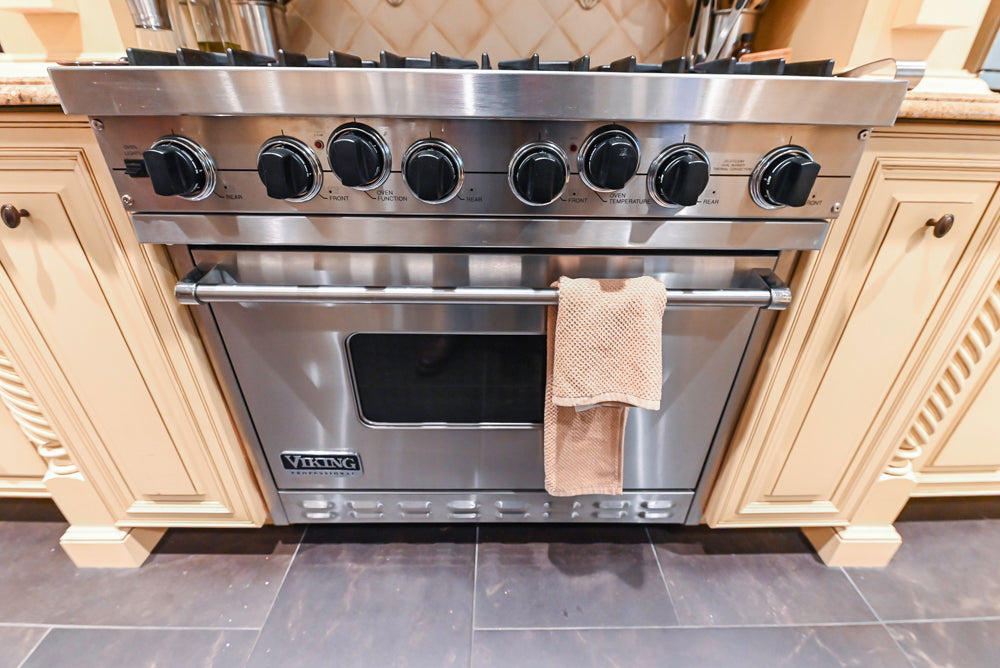 Custom Traditional Cream Kitchen with Island, Butler's Pantry and Viking Appliances