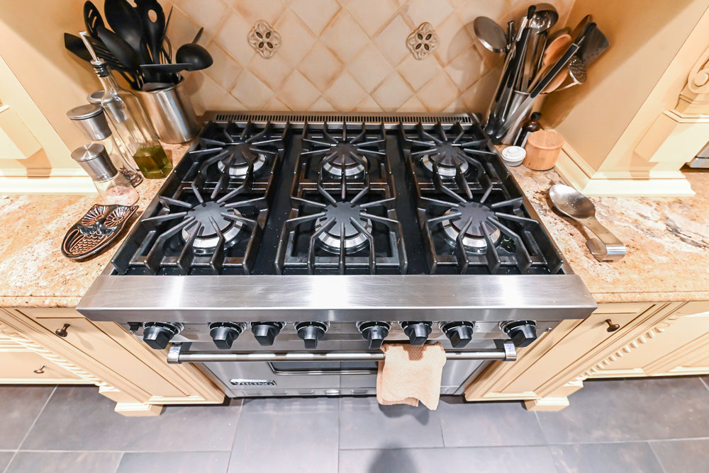 Custom Traditional Cream Kitchen with Island, Butler's Pantry and Viking Appliances
