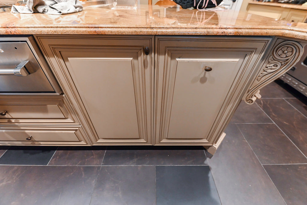 Custom Traditional Cream Kitchen with Island, Butler's Pantry and Viking Appliances