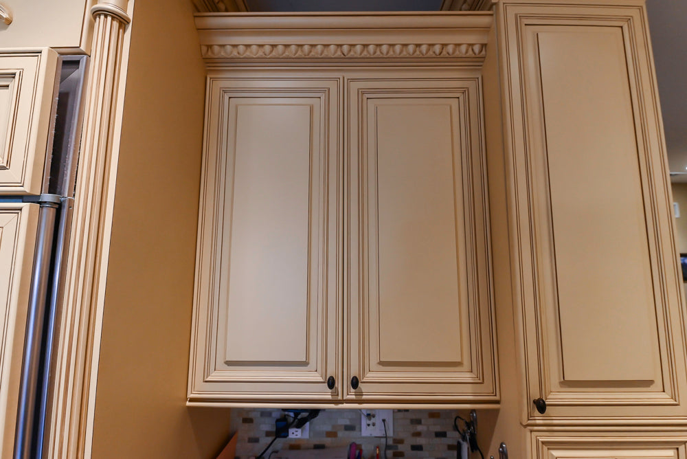 Custom Traditional Cream Kitchen with Island, Butler's Pantry and Viking Appliances