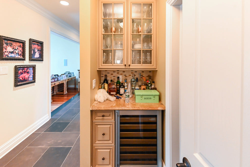 Custom Traditional Cream Kitchen with Island, Butler's Pantry and Viking Appliances