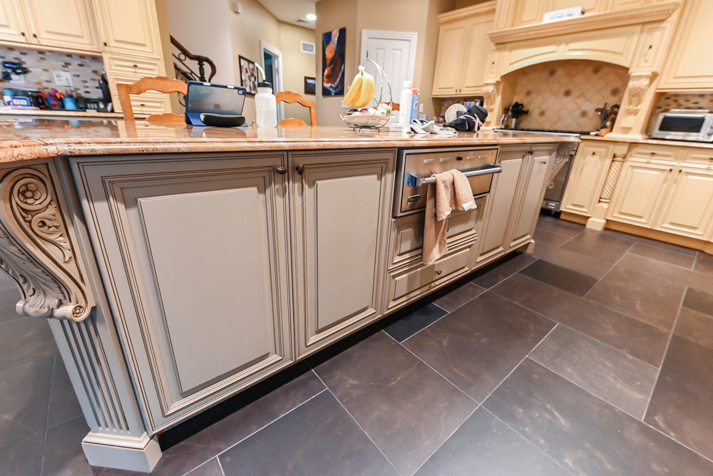 Custom Traditional Cream Kitchen with Island, Butler's Pantry and Viking Appliances