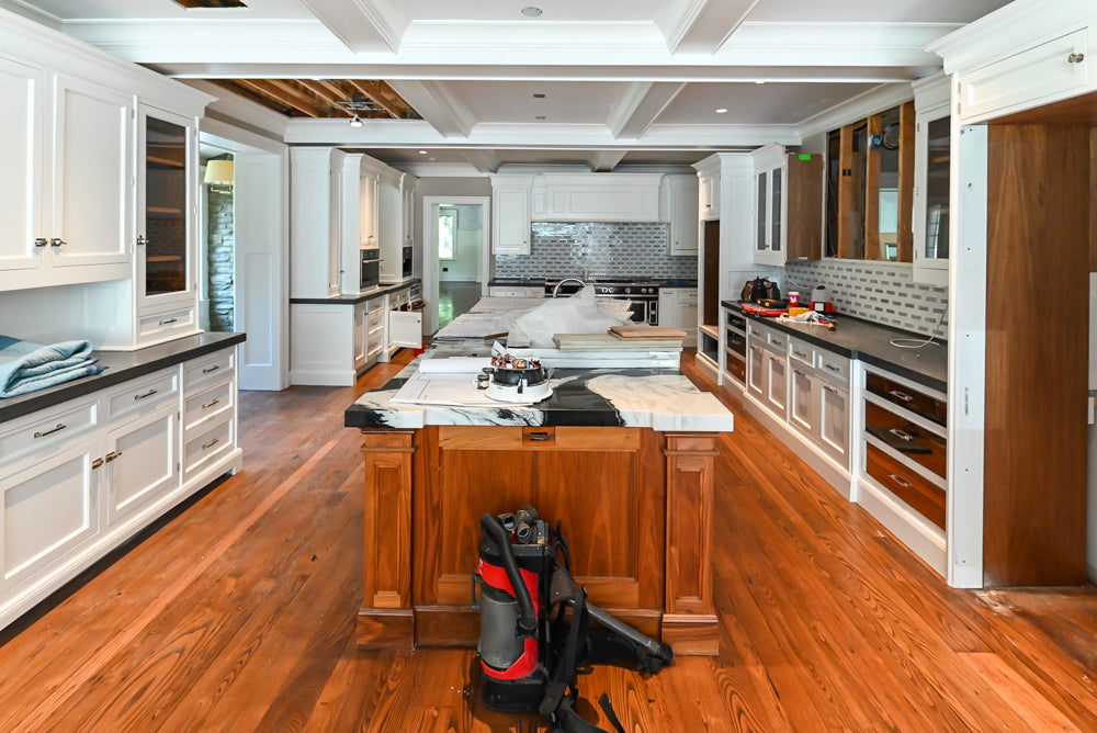 Christopher Peacock Transitional White Kitchen with Island, La Cornue 165 Range & Miele Appliances