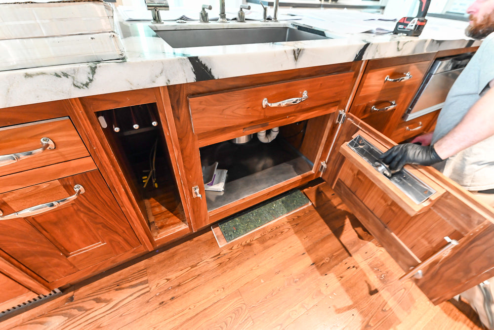 Christopher Peacock Transitional White Kitchen with Island and Miele Appliances