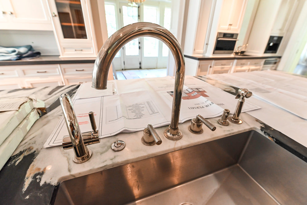 Christopher Peacock Transitional White Kitchen with Island and Miele Appliances