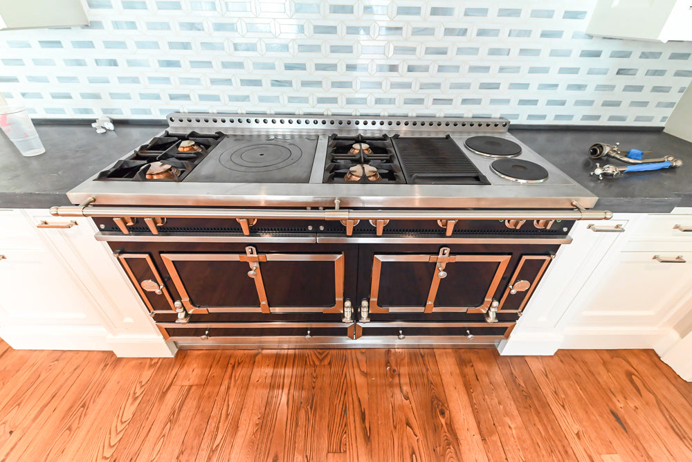 Christopher Peacock Transitional White Kitchen with Island and Miele Appliances