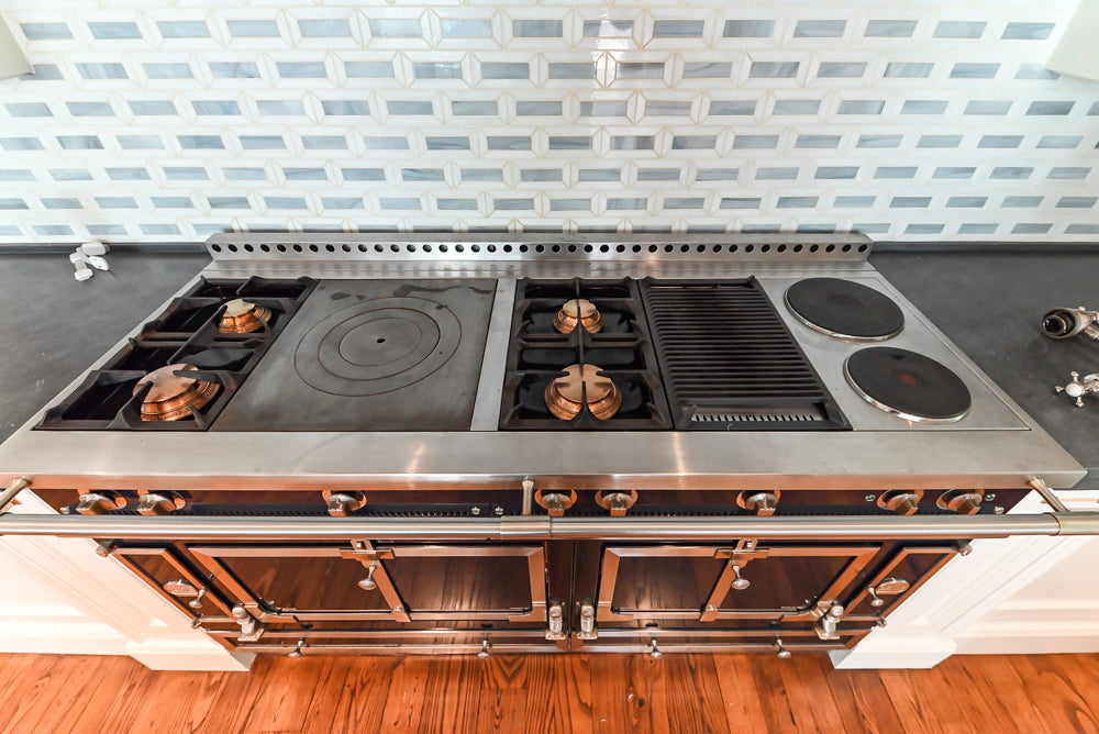 Christopher Peacock Transitional White Kitchen with Island and Miele Appliances