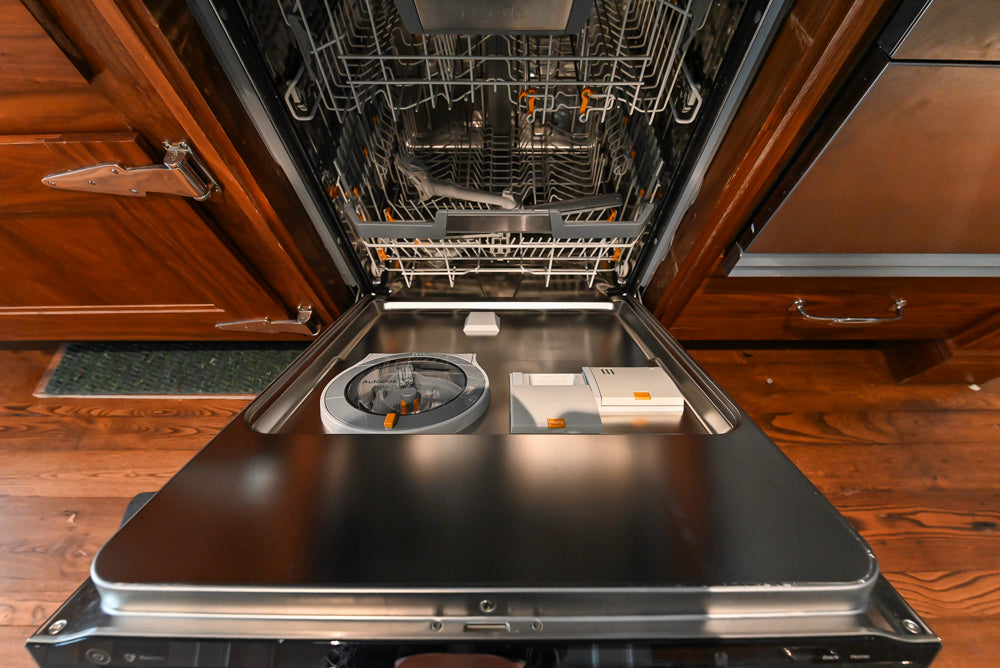 Christopher Peacock Transitional White Kitchen with Island and Miele Appliances