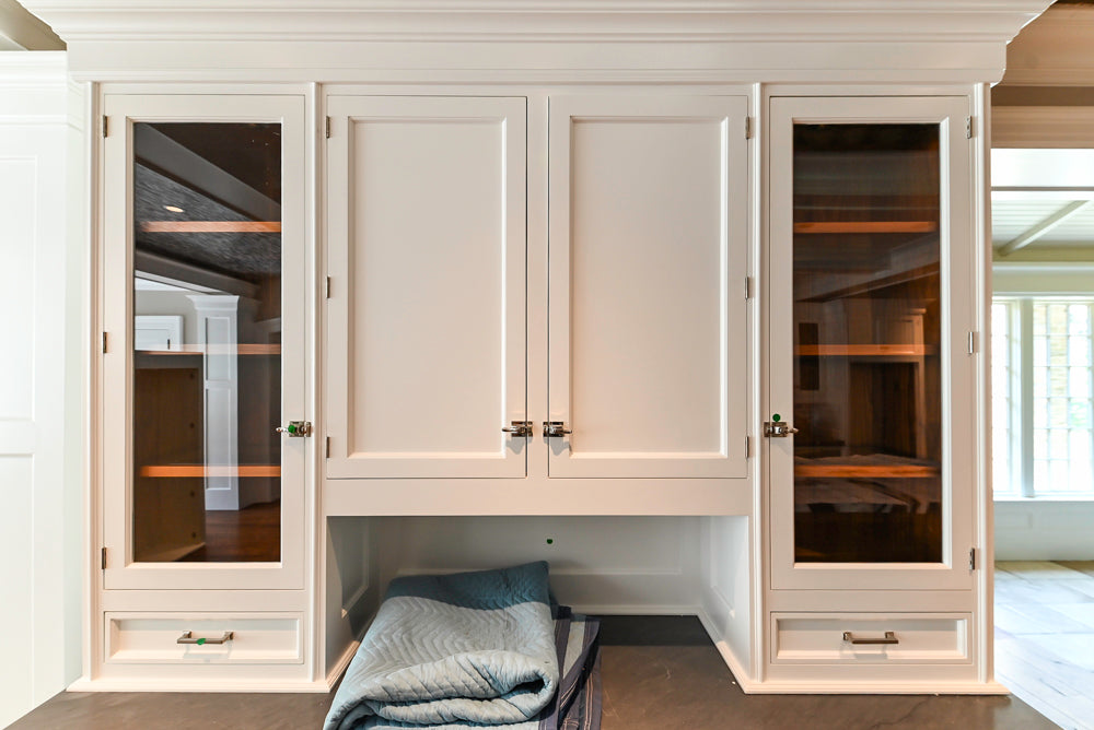 Christopher Peacock Transitional White Kitchen with Island and Miele Appliances