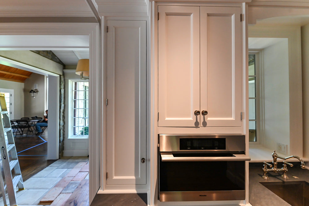 Christopher Peacock Transitional White Kitchen with Island and Miele Appliances
