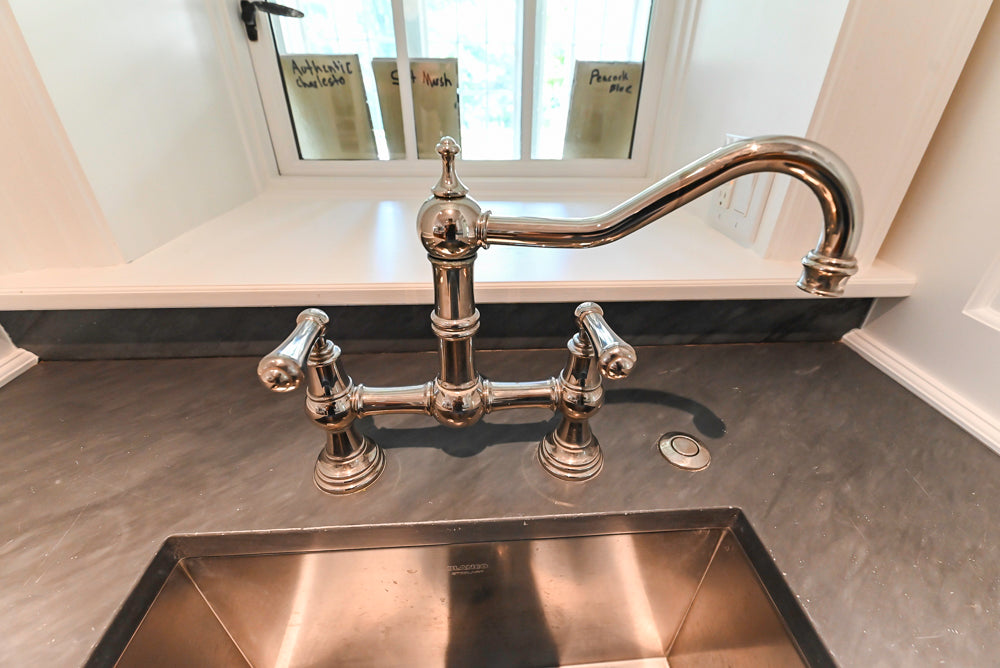 Christopher Peacock Transitional White Kitchen with Island and Miele Appliances