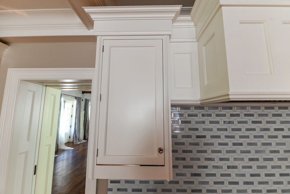 Christopher Peacock Transitional White Kitchen with Island and Miele Appliances