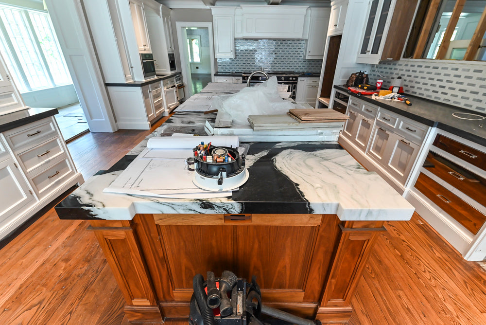 Christopher Peacock Transitional White Kitchen with Island, La Cornue 165 Range & Miele Appliances