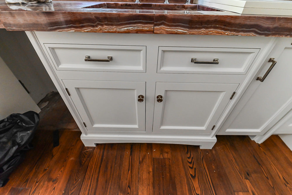 Christopher Peacock Transitional White Butler's Pantry with Marble Countertops