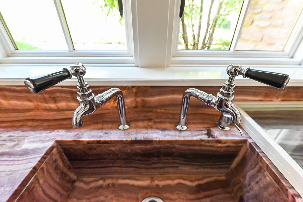 Christopher Peacock Transitional White Butler's Pantry with Marble Countertops