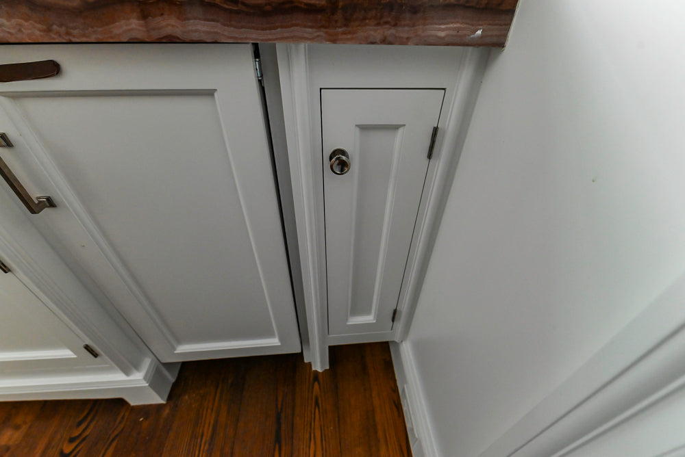 Christopher Peacock Transitional White Butler's Pantry with Marble Countertops