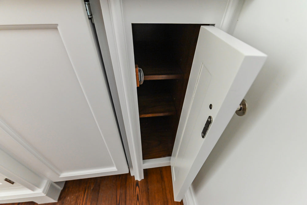 Christopher Peacock Transitional White Butler's Pantry with Marble Countertops
