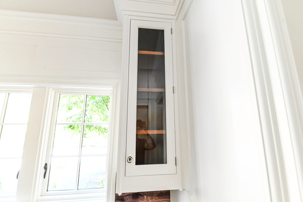 Christopher Peacock Transitional White Butler's Pantry with Marble Countertops