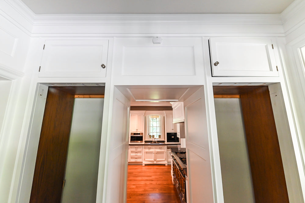Christopher Peacock Transitional White Butler's Pantry with Marble Countertops