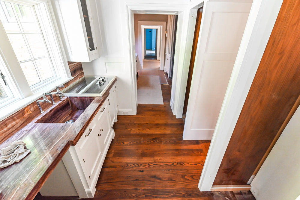 Christopher Peacock Transitional White Butler's Pantry with Marble Countertops