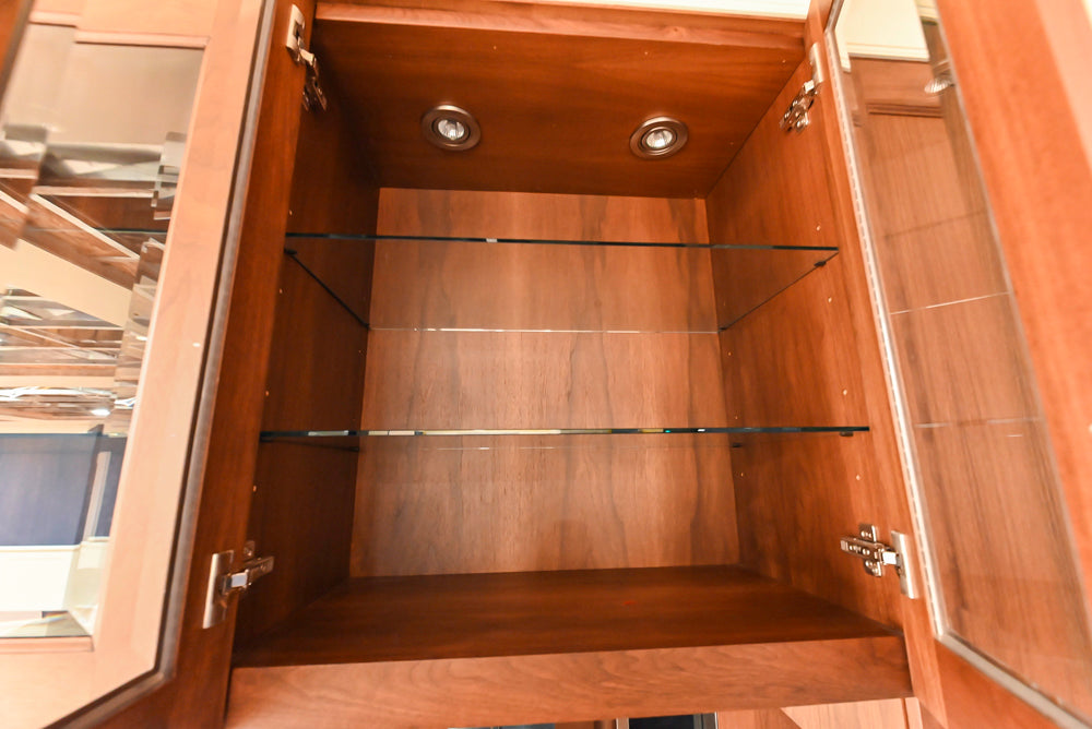 Custom Transitional Wooden Brown Wet Bar Area with Seating Room & Stone Countertops