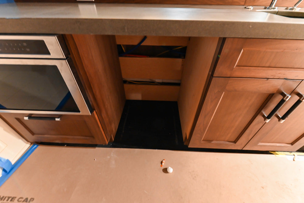 Custom Transitional Wooden Brown Wet Bar Area with Seating Room & Stone Countertops
