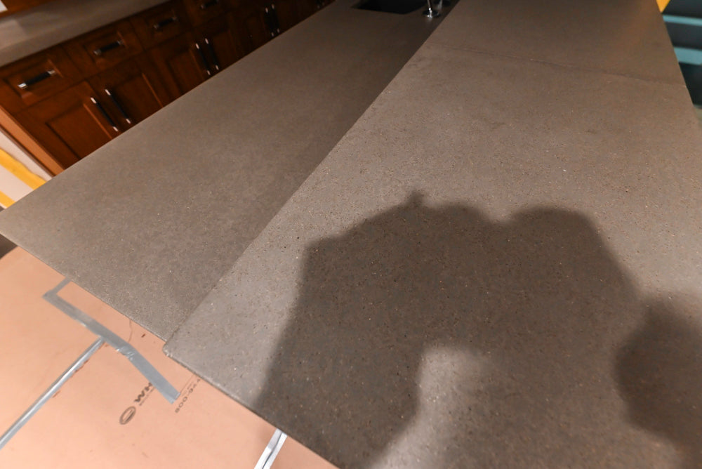 Custom Transitional Wooden Brown Wet Bar Area with Seating Room & Stone Countertops