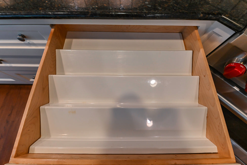 Custom Traditional White Kitchen with Wood Island, Granite Countertops and Wolf Range