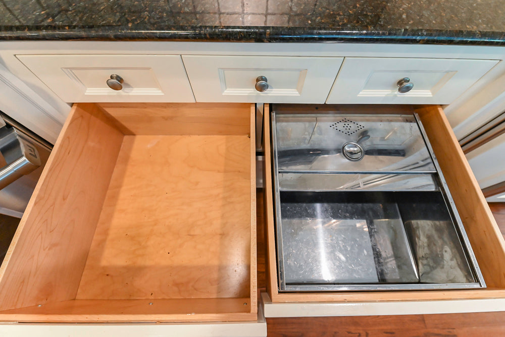 Custom Traditional White Kitchen with Wood Island, Granite Countertops and Wolf Range