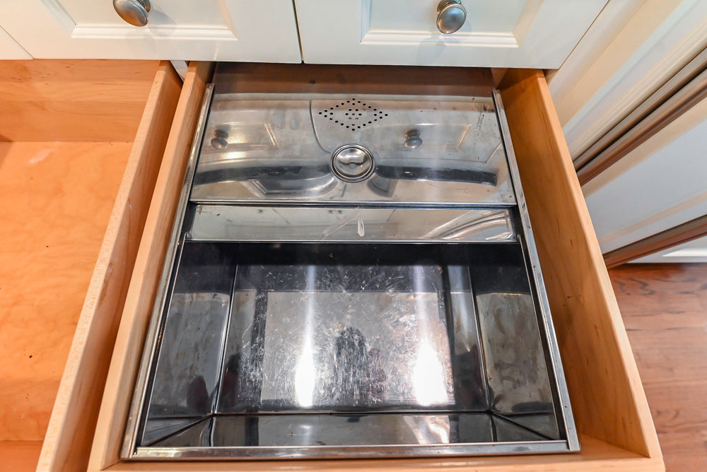 Custom Traditional White Kitchen with Wood Island, Granite Countertops and Wolf Range