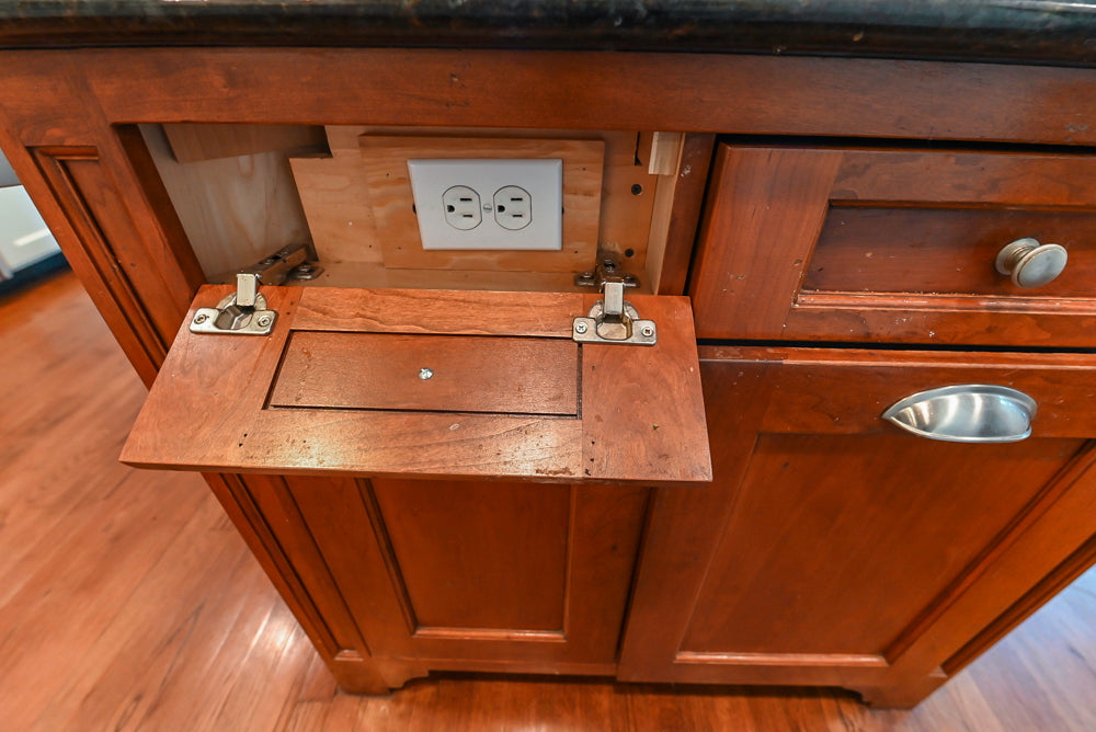 Custom Traditional White Kitchen with Wood Island, Granite Countertops and Wolf Range